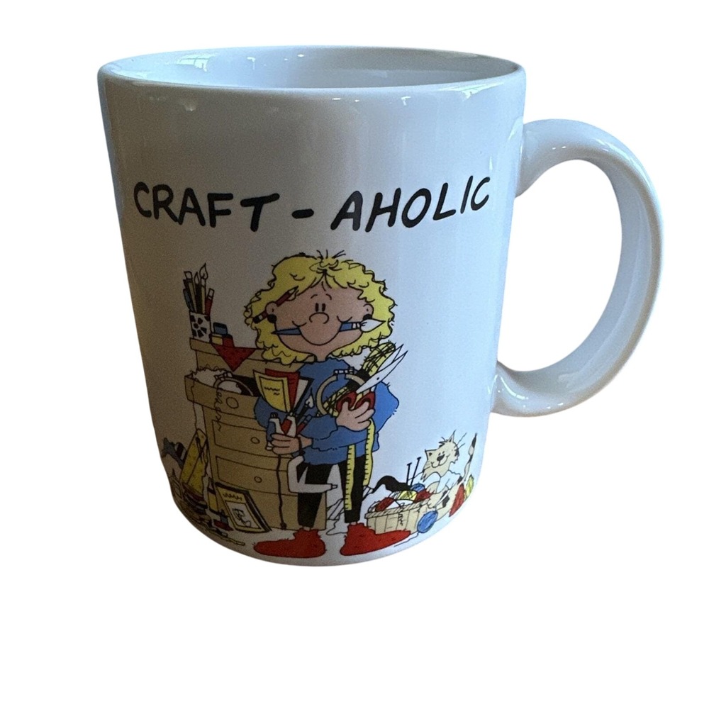 Vintage Coffee Mug Craft - Aholic ‎ In Stitches TLC Greetings Michelle Johnson